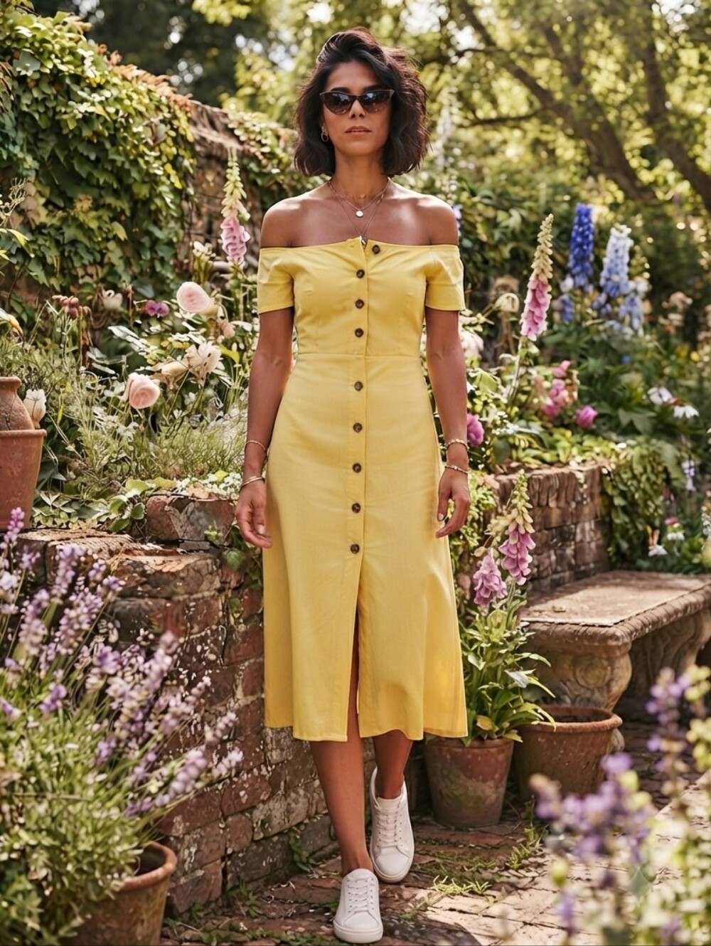 The Sunshine Radiance Off-Shoulder Midi